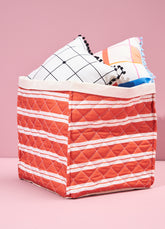 Caixa Organizadora Grande - Listrado Carmim